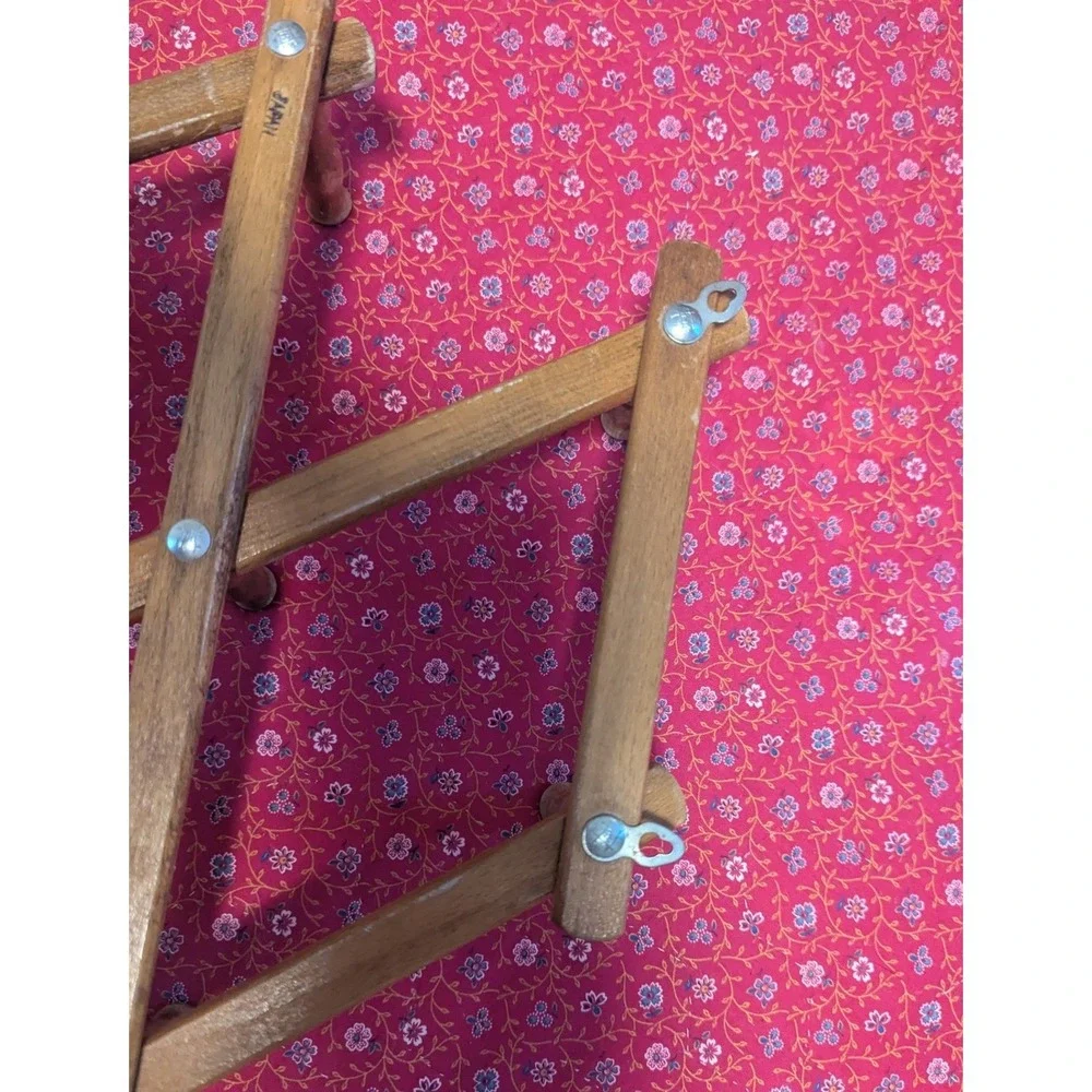 VTG Wood Accordion Peg‎ Rack Expandable Wall Cottagecore Boho MCM Hanging Hat